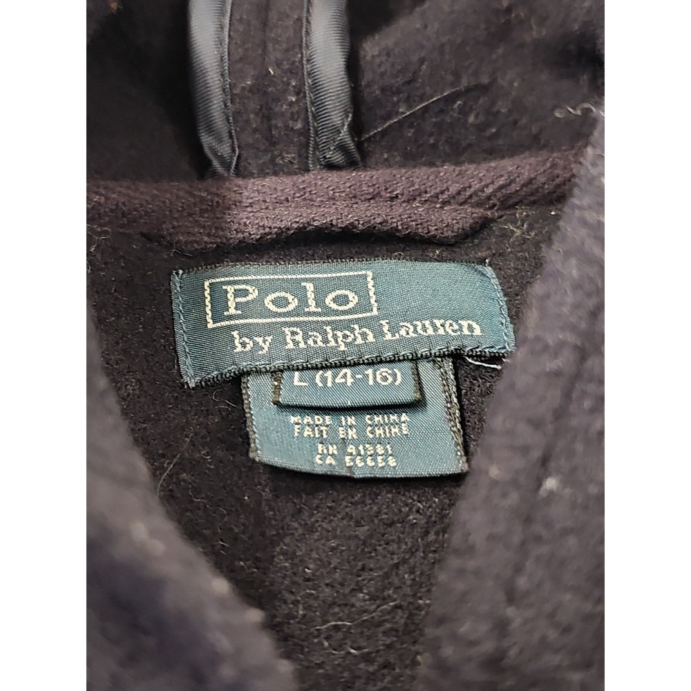 Polo Ralph Lauren Wool Duffle Coat Navy  Coastal Jacket Size L(14-16) - Picture 4 of 10